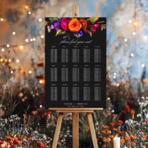 Elegant Moody Vibrant Harvest Floral Wedding Seat Foam Board