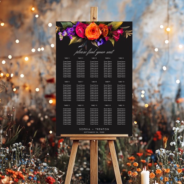 Elegant Moody Vibrant Harvest Floral Wedding Seat Foam Board (Elegant Moody Vibrant Harvest Floral Wedding Seat Foam Board)