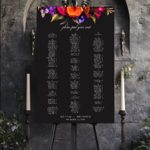 Elegant Moody Vibrant Harvest Floral Wedding Seat Foam Board