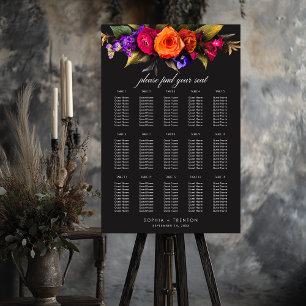 Elegant Moody Vibrant Harvest Floral Wedding Seat Foam Board