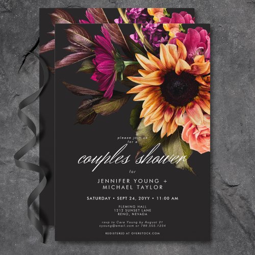 Elegant Moody Vibrant Sunset Floral Couples Shower Invitation