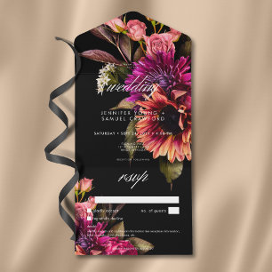 Elegant Moody Vibrant Sunset Floral No Dinner All In One Invitation