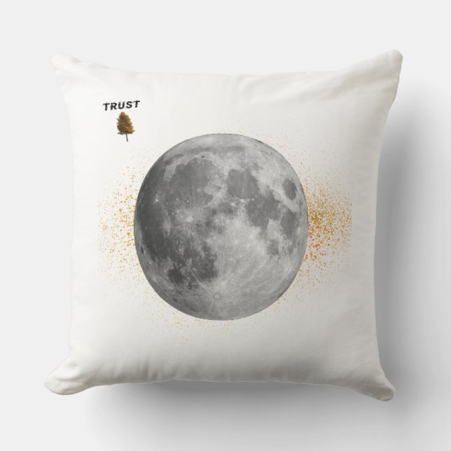 Elegant Moon and Starry Night Throw Pillow (Front)
