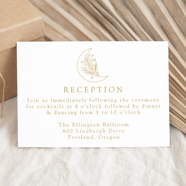 Elegant Moon and Stars Gold Wedding Reception Enclosure Card (Creator Uploaded)