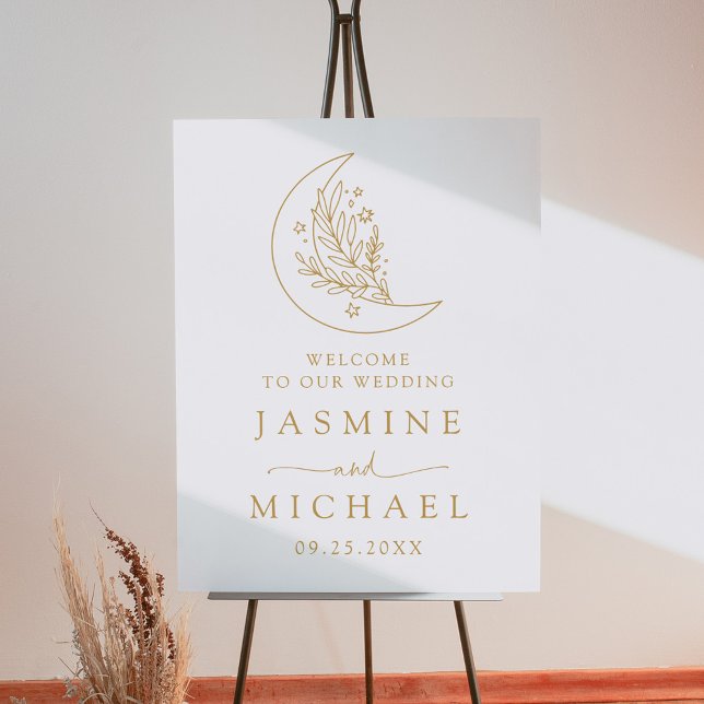 Elegant Moon and Stars Gold Wedding Welcome Foam Board (Creator Uploaded)