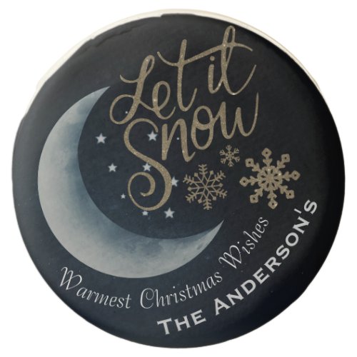 Elegant Moon and Stars Let it Snow Christmas Wish Chocolate Covered Oreo