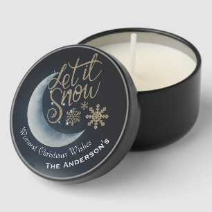 Elegant Moon and Stars Let it Snow Christmas Wish Mini Candle Favors
