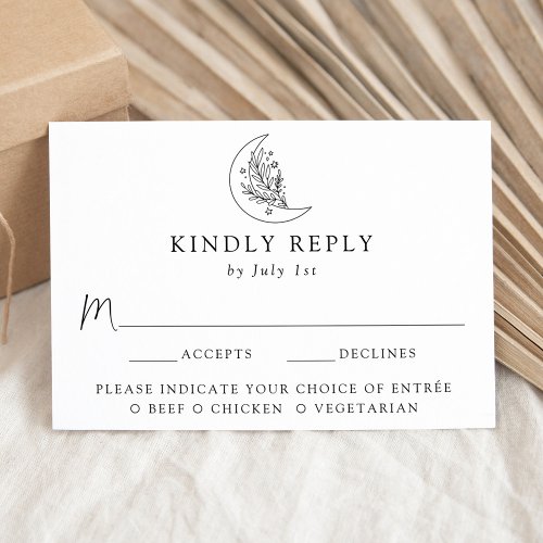 Elegant Moon and Stars Meal Choice Wedding RSVP Card