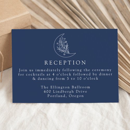 Elegant Moon and Stars Navy Wedding Reception Enclosure Card