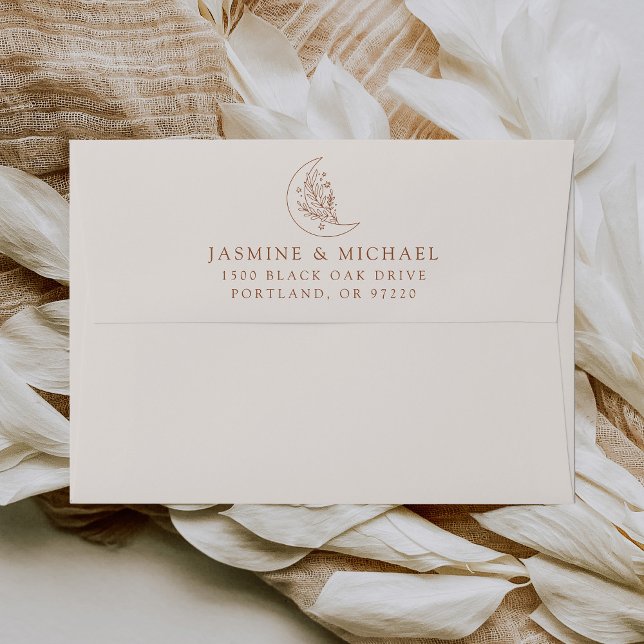 Elegant Moon and Stars Terracotta Wedding Envelope (Creator Uploaded)