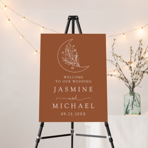 Elegant Moon and Stars Terracotta Wedding Welcome Foam Board