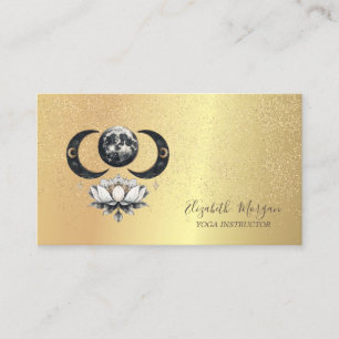 Elegant Moon Lotus Gold Confetti Yoga  Business Card