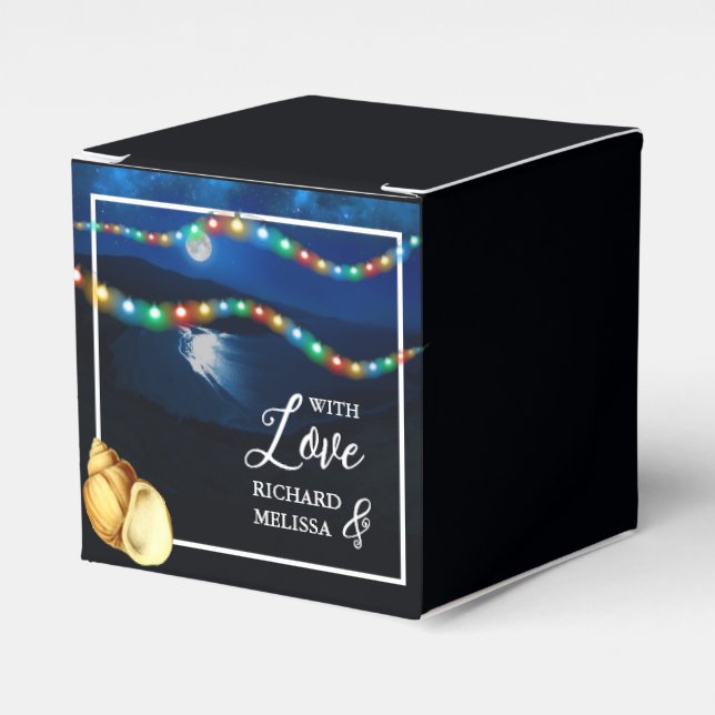 Elegant Moonlit Beach Wedding Favor Boxes (Front Side)