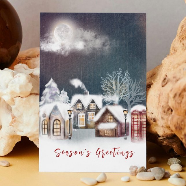 Elegant Moonlit Village Christmas Card (Creator Uploaded)