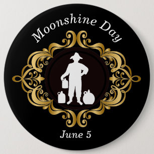 Elegant Moonshine Day Black and Gold Button