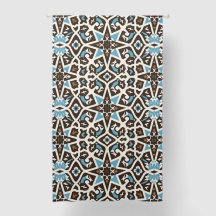 Elegant Moroccan Blue and Brown  Pattern Curtains