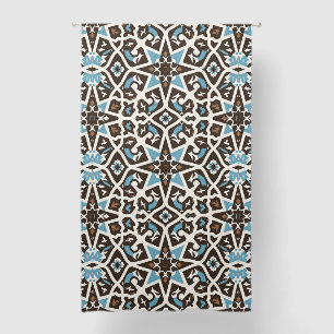 Elegant Moroccan Blue and Brown Pattern Curtains