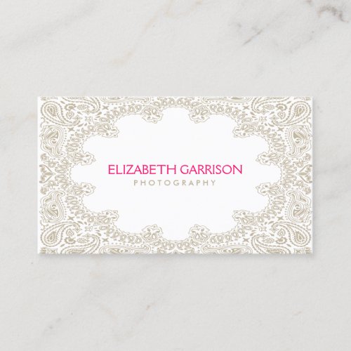 Elegant Moroccan Paisley Pattern in Tan Business Cards