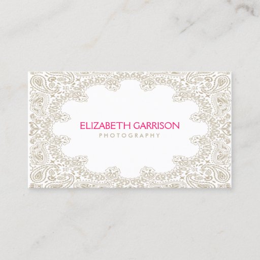Customizable Elegant Moroccan Paisley Pattern in Tan Business Cards