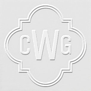 Elegant Moroccan Quatrefoil 3 Initial Monogram #2 Embosser