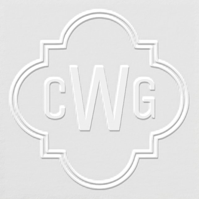 Elegant Moroccan Quatrefoil 3 Initial Monogram #2 Embosser (Design)