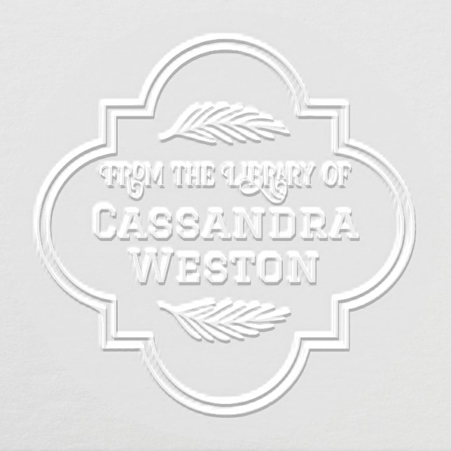 Elegant Moroccan Quatrefoil Frame Library Book Nm Embosser (Design)