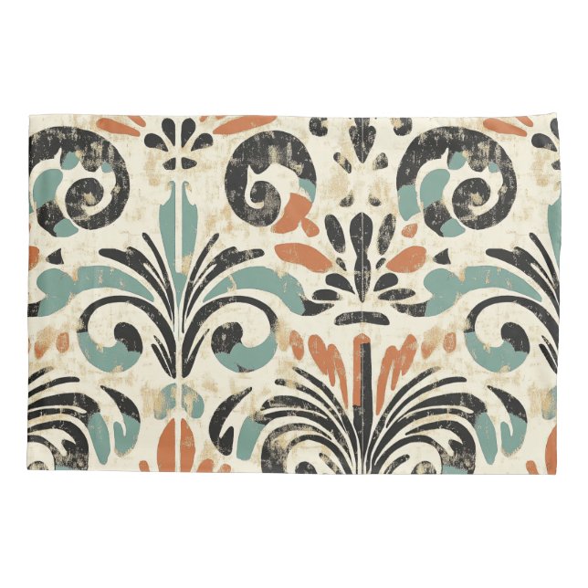 Elegant Moroccan Spanish Tile Pattern Pillow Case (Back-Left)