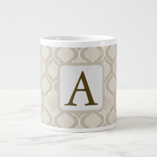 Elegant Moroccan Trellis Pattern in Neutral Tones Giant Coffee Mug