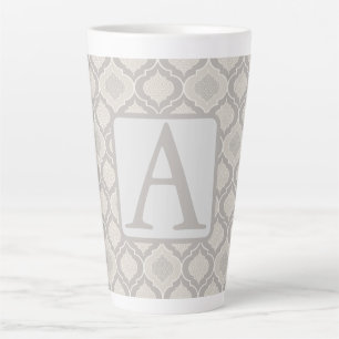 Elegant Moroccan Trellis Pattern in Neutral Tones Latte Mug