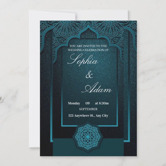 Elegant Moroccan Wedding Invitation (Front)