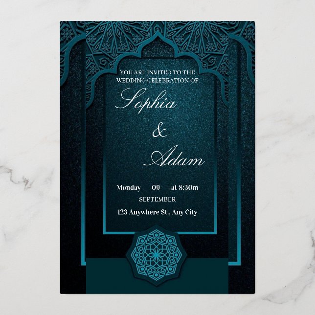 Elegant Moroccan Wedding Invitation Foil Invitation (Front)