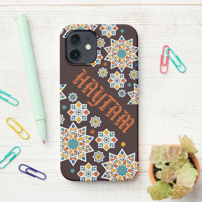 Elegant Moroccan Zellij Phone Case – Personalized (On Desk)