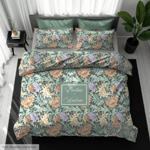 Elegant Morris Inspired Monogram Pastel Duvet Cover