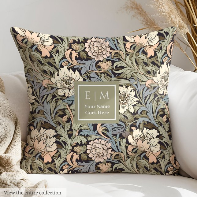 Elegant Morris Inspired Pillow with Custom Name (Elegant Morris Inspired Pillow with Custom Name)