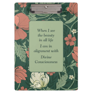 Elegant Morris Style Coral, Green, Teal Floral Clipboard