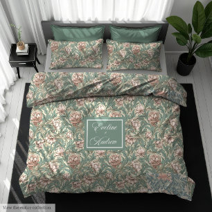 Elegant Morris Style Personalized Monogram Duvet Cover