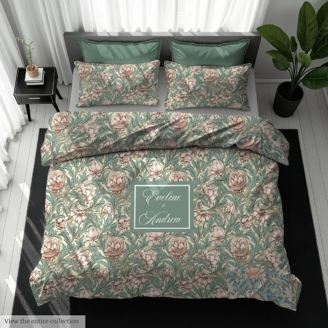 Elegant Morris Style Personalized Monogram Duvet Cover (Elegant Morris Style Personalized Monogram Duvet)