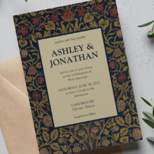 Elegant Morris Violet & Columbine Pattern Wedding Invitation