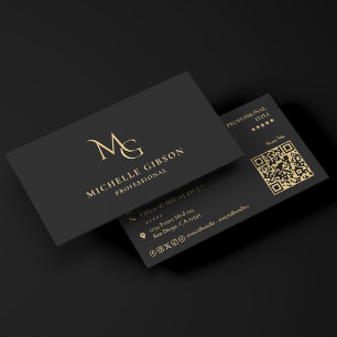 Elegant Mortgage Broker Realtor Initials Black Business Card
