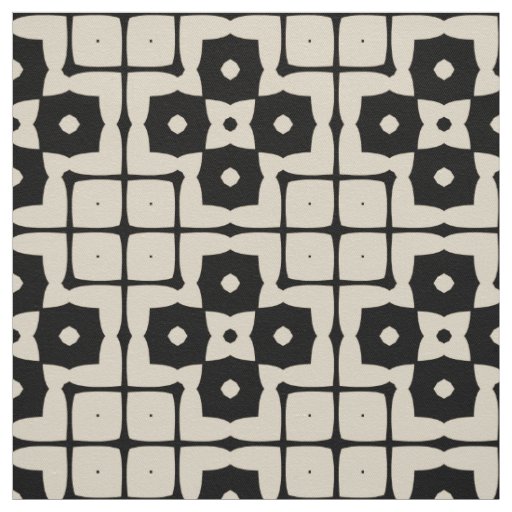 Elegant Mosaic Black & Beige Geometric Pattern Fabric
