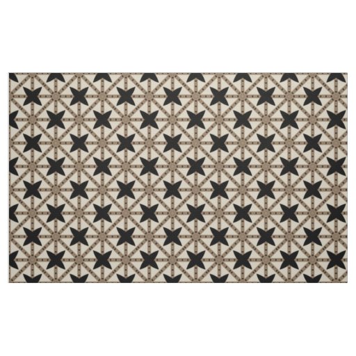 Elegant Mosaic Black & Beige Geometric Pattern Fabric