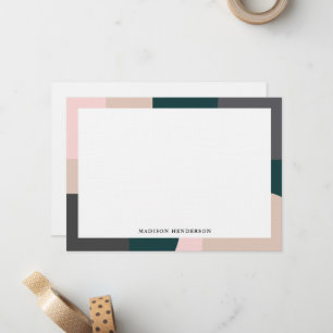 Elegant Mosaic Color Border Typography Note Card