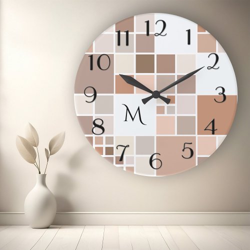 Elegant Mosaic Monogram Wall Clock