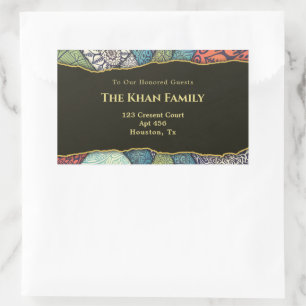 Elegant Mosaic Muslim Wedding Guest Address Label