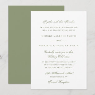 Elegant Moss Green Calligraphy Wedding Invitation