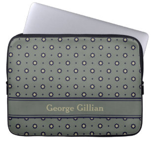 elegant moss green geometrical laptop sleeve