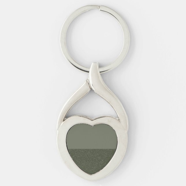 Elegant Moss Green Heart Keychain – Customizable (Front)