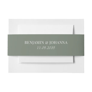 Elegant Moss Green Wedding Custom Invitation Belly Band