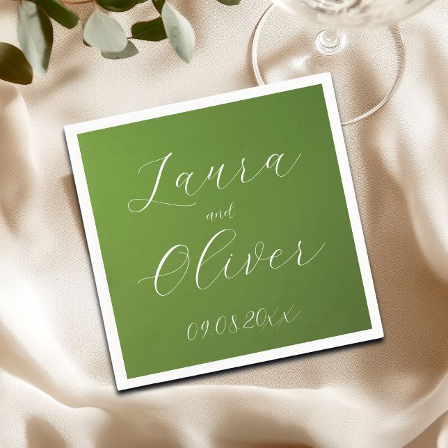 Elegant Moss Green Wedding Napkins (Creator Uploaded)