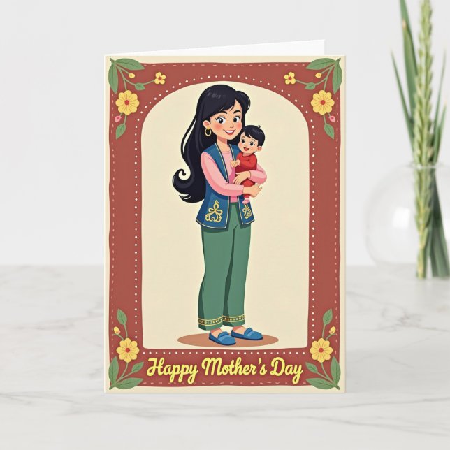 Elegant Mother Child Art Card (Front)